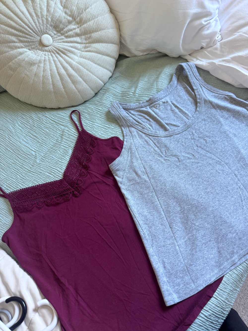 LOFT Medium Tanks Tops Burgundy and Gray